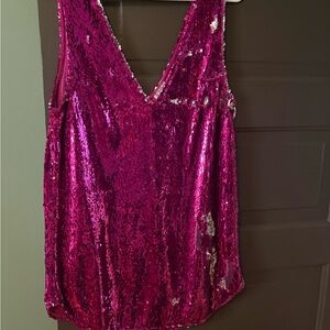 Anthropologie Fuchsia Sequin Mini Dress
